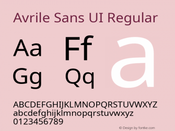 Avrile Sans UI Version 1.001;September 22, 2019;FontCreator 11.5.0.2425 64-bit; ttfautohint (v1.6) Font Sample