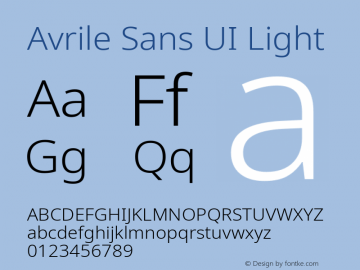 Avrile Sans UI Light Version 1.001;September 22, 2019;FontCreator 11.5.0.2425 64-bit; ttfautohint (v1.6)图片样张