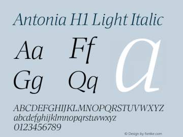 AntoniaH1-LightItalic Version 1.007 | wf-rip DC20190110图片样张