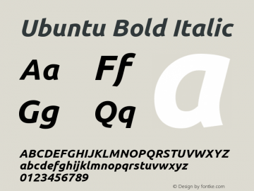 Ubuntu Bold Italic 0.83 Font Sample