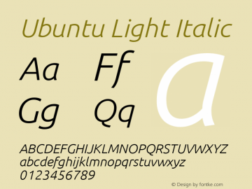 Ubuntu Light Italic 0.83 Font Sample