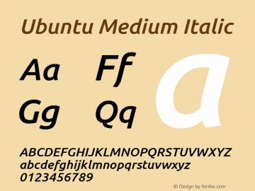 Ubuntu Medium Italic 0.83 Font Sample
