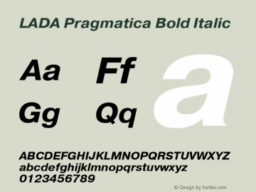 LADA Pragmatica Bold Italic Version 001.000图片样张