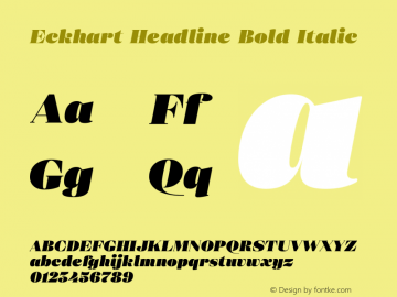 Eckhart Headline Extra Black Italic Version 1.000;hotconv 1.0.109;makeotfexe 2.5.65596 Font Sample