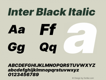 Inter Black Italic Version 3.010;git-aca7606f2 Font Sample