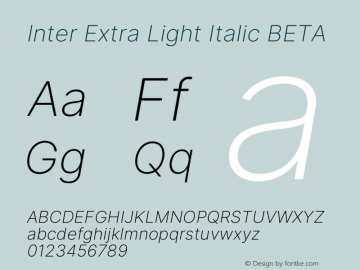 Inter Extra Light Italic BETA Version 3.010;git-aca7606f2图片样张