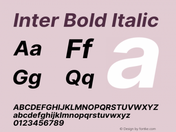 Inter Bold Italic Version 3.010;git-aca7606f2 Font Sample