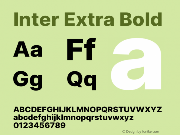 Inter Extra Bold Version 3.010;git-aca7606f2 Font Sample