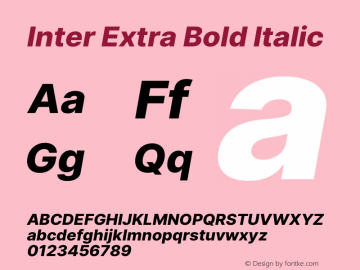 Inter Extra Bold Italic Version 3.010;git-aca7606f2 Font Sample