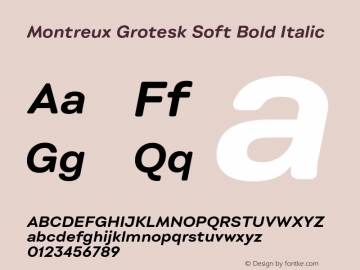 Montreux Grotesk Soft Bold Italic Version 1.000;hotconv 1.0.109;makeotfexe 2.5.65596图片样张
