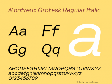 Montreux Grotesk Regular Italic Version 1.000;hotconv 1.0.109;makeotfexe 2.5.65596图片样张