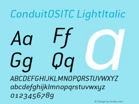 ConduitOSITC-LightItalic Version 001.000 Font Sample