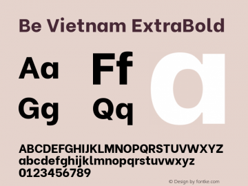 Be Vietnam ExtraBold Version 4.000 Font Sample