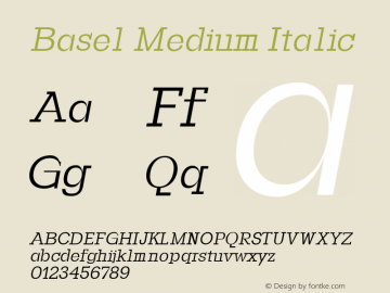 Basel-MediumItalic 0.1.0图片样张