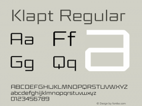 Klapt Regular Version 1.000;hotconv 1.0.109;makeotfexe 2.5.65596 Font Sample