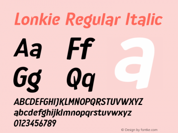 Lonkie-Regular Italic Version 1.000图片样张