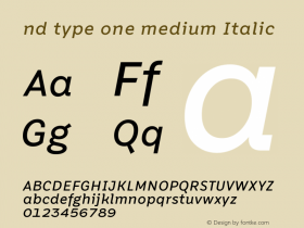nd type one medium Italic Version 1.000;hotconv 1.0.109;makeotfexe 2.5.65596图片样张