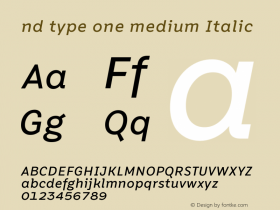 nd type one medium Italic Version 1.000;hotconv 1.0.109;makeotfexe 2.5.65596 Font Sample