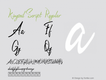 Kingsoil Script Version 1.00;October 5, 2019;FontCreator 11.5.0.2422 32-bit图片样张