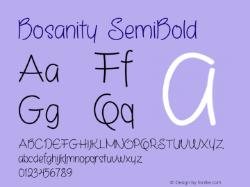 Bosanity SemiBold Version 1.000 Font Sample