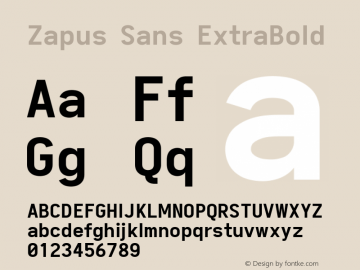 Zapus Sans ExtraBold Version 1.00;October 8, 2019;FontCreator 12.0.0.2547 64-bit; ttfautohint (v1.6) Font Sample