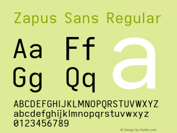 Zapus Sans Version 1.00;October 8, 2019;FontCreator 12.0.0.2547 64-bit; ttfautohint (v1.6) Font Sample