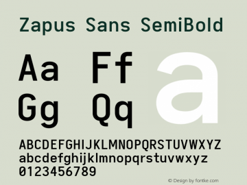 Zapus Sans SemiBold Version 1.00;October 8, 2019;FontCreator 12.0.0.2547 64-bit; ttfautohint (v1.6) Font Sample