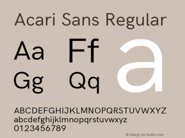 Acari Sans Version 1.045;October 10, 2019;FontCreator 12.0.0.2547 64-bit; ttfautohint (v1.6) Font Sample