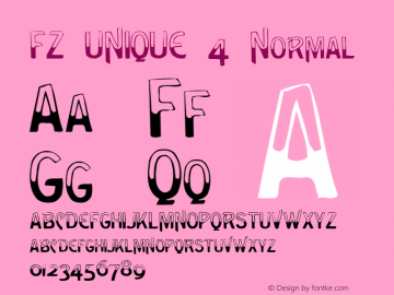 FZ UNIQUE 4 Normal 1.0 Fri Apr 22 13:49:28 1994 Font Sample