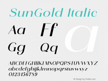 SunGold-Italic Version 1.000 Font Sample