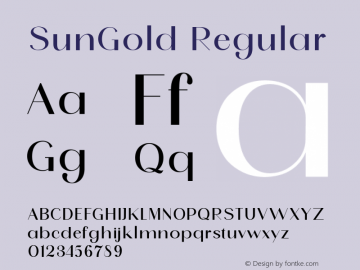 SunGold Regular Version 1.000 Font Sample