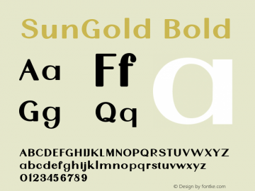 SunGold Bold Version 1.0 Font Sample