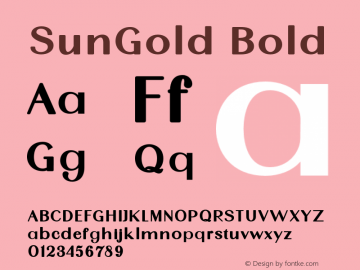 SunGold-Bold Version 1.0 Font Sample