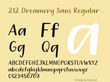 212 Dreamery Sans Version 1.00;September 12, 2019;FontCreator 11.5.0.2430 64-bit Font Sample