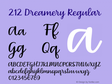 212 Dreamery Version 1.00;September 12, 2019;FontCreator 11.5.0.2430 64-bit图片样张