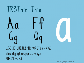 JRBThin Thin Version 001.000 Font Sample