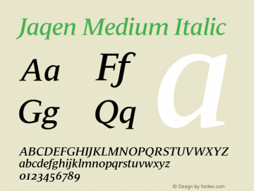 Jaqen Medium Italic Version 001.001 August 2019 Font Sample