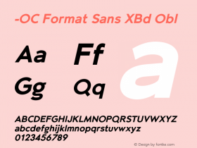 -OC Format Sans XBd Obl Version 1.000;PS 001.000;hotconv 1.0.88;makeotf.lib2.5.64775 Font Sample