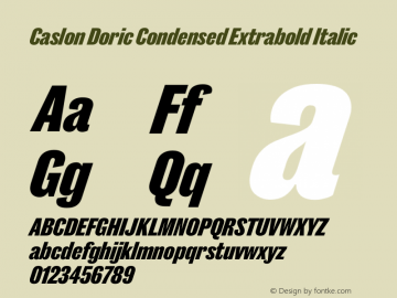 CaslonDoricCondensed-ExtraboldItalic Version 1.001 2019 | wf-rip DC20190715 Font Sample