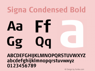 SignaCondensed-Bold Version 7.504 Font Sample