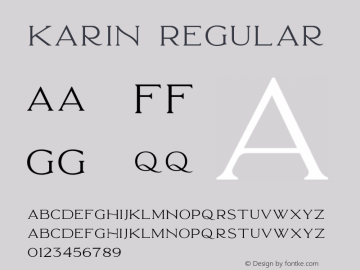 Karin Font,KarinRegular Font|Karin Version 1.002;Fontself Maker 3.3.0 ...