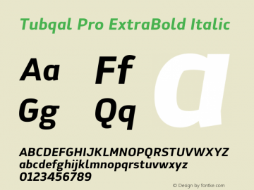 Tubqal Pro ExtraBold Italic Version 2.000; ttfautohint (v1.8)图片样张