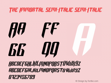 The Immortal Semi-Italic Version 1.0; 2019 Font Sample