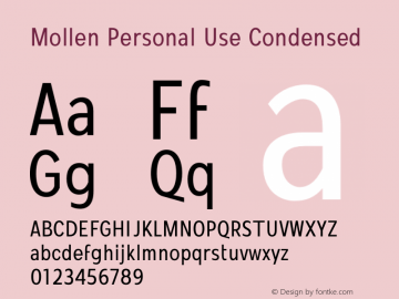 MollenPersonalUse-Condensed Version 1.000 Font Sample