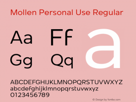 MollenPersonalUse-Regular Version 1.000 Font Sample