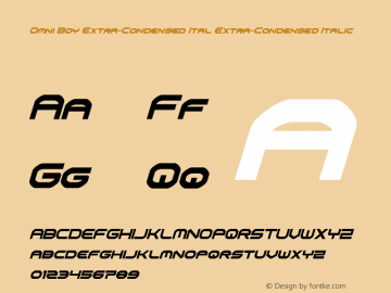 Omni Boy Extra-Condensed Ital Version 1.0; 2019 Font Sample