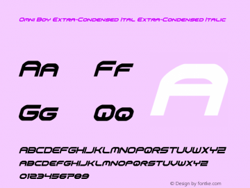 Omni Boy Extra-Condensed Ital Version 1.0; 2019 Font Sample