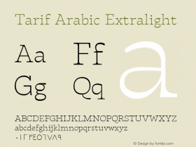Tarif Arabic Extralight Version 1.000 Font Sample