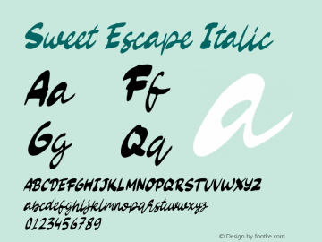 Sweet Escape Italic Version 1.000 Font Sample