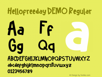 Hellofreeday DEMO Version 1.00;September 21, 2019;FontCreator 11.5.0.2422 64-bit Font Sample